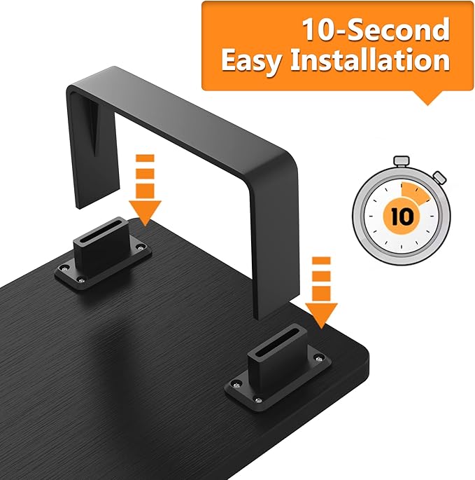 Monitor Stand Riser with 50 LB Capacity, Stable Wood Computer Monitor Stand for Desk Organizers, Computer Riser Monitor Shelf for PC Laptop Notebook Printer Computer iMac, 1-Step Installation, Black