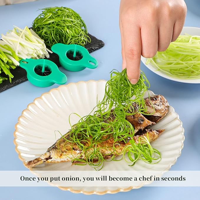 Kitchen green onion shredder,Green Onion cutter ，12 Blade Design，green onion slicer tool（2Pcs)