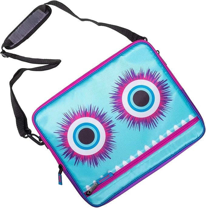 Case it 6 Pack Universal Monster Eye Zipper Binder with Removable Laptop Sleeve, 2-Inch O Rings, Shoulder Strap, LT-307-ME-C-MAG, Magenta