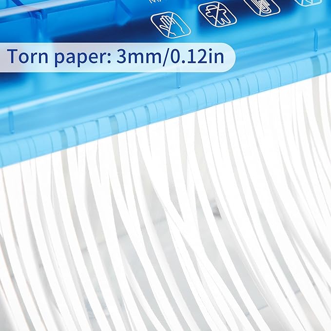 A4 Paper Manual Shredder - Blue Portable Mini Paper Grinder Capacity 3L for A4 Files Documents Straight Cutting Tool Home Office Desktop Supplies WD23BL