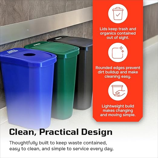 City Box 10 Gallon Double Bin Trash Can Recycle Bin with Lid for Residential, Business, and Commercial Recycling - NYC Compliant (Double Kit Paper Waste)