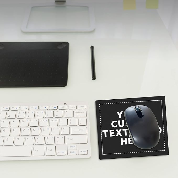Custom Rectangle Mousepads Set of 10, Personalized Bulk Pack - Great Gift for Employees, Clients, and for Tradeshows - Black