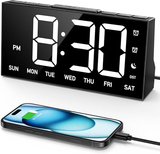 GOLOZA Digital Alarm Clocks for Bedrooms, Digital Clock with 4 Level Brightness +Off, Dual Customizable Alarms, USB Port, Power-Off Memory, Snooze, DST, 12/24H, Desk Clock for Kids Adults Elderly