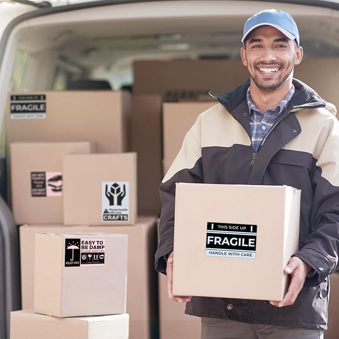 MUNBYN 4x6 Inch Blue Direct Thermal Shipping Labels, Commercial Grade Permanent Adhesive Fanfold Mailing Postage Label Paper for Thermal Printers and Packages, 500 Sheets per Stack