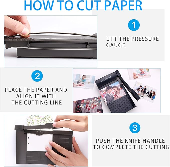 Mini Paper Trimmer,Guillotine Compact Paper Cutter, 1/4-Inch Grid for Precision Cutting, Straight Cuts Up to 3 Sheets, Perfect for Photos,Coupons,Card Making and Small Craft Projects (Grey)