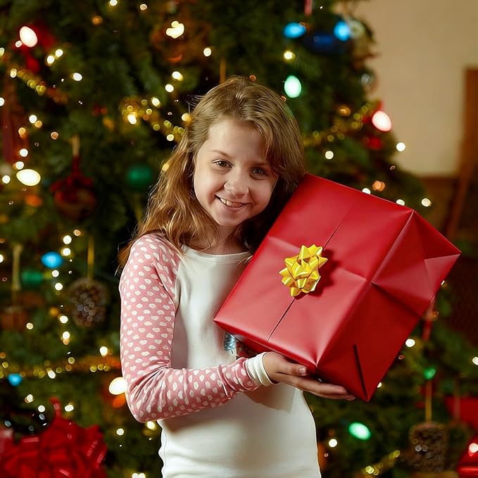 Exquisite flower gift wrapping paper - 10 sheets folded flat, with 13 color options, suitable for parties and socializing - 22 inches x21 inches each (Bright red and gold)