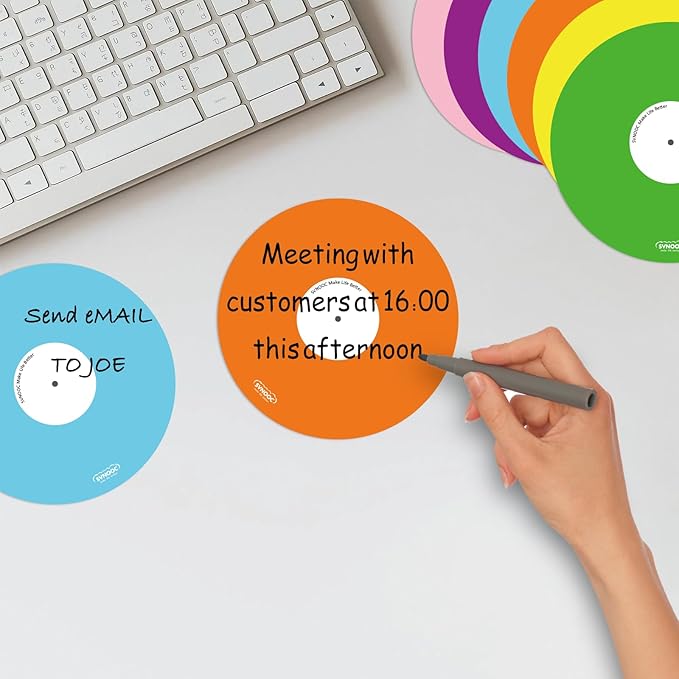 Dry Erase Sticky Notes Multi-Use Label Stickers for Desk, Wall, Fridge, Reminders, Labels, Lists, Removable &Reusable, 12 Pack (5" in Circle Multicolor)