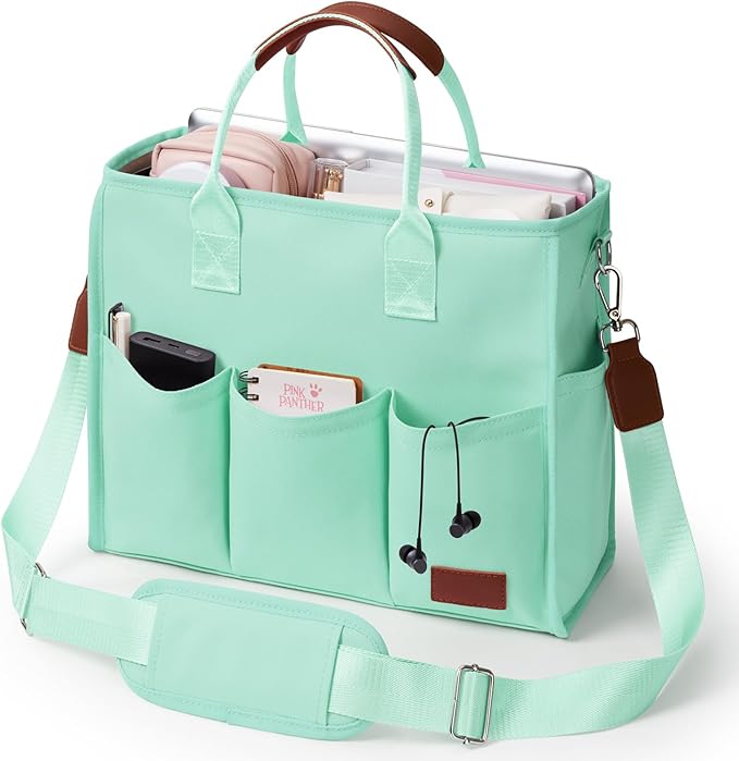 Fancy Forest Utility Work Tote Bags for Women With Compartments & Zipper,Large Canvas Tote Pruse Cossbody for College, Travel