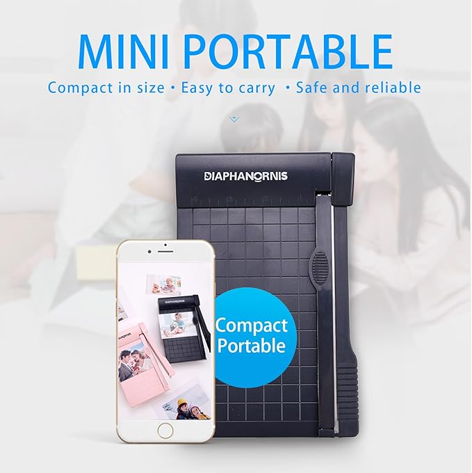 Mini Paper Trimmer,Guillotine Compact Paper Cutter, 1/4-Inch Grid for Precision Cutting, Straight Cuts Up to 3 Sheets, Perfect for Photos,Coupons,Card Making and Small Craft Projects (Grey)