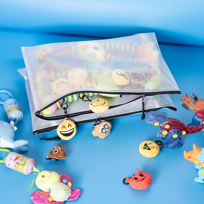 AUSTARK 20 Pcs Zipper File Bags, Plastic Mesh Pouch, Board Game Storage Bag, Waterproof Bags for Office School (A3 Size 16.9''x12'', White and Black)