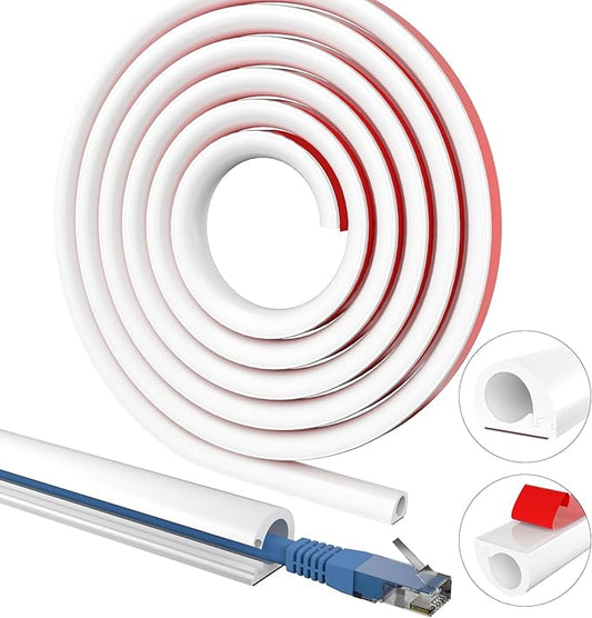 Wall Cable Hider, Flexible Wire Cord Management Self-Adhesive Cord Covers for Wires on Wall, Side Open One Cord Cable Raceway Wire Cover for Cords, HDMI Cord Hider for Wall Mount TV (1-2 cables, 78in)