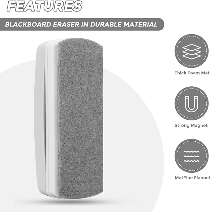 Ddaowanx Whiteboard Eraser, Magnetic Dry Erase Eraser, Glass Board Eraser,School and Office Supplies (4 Pack/White)