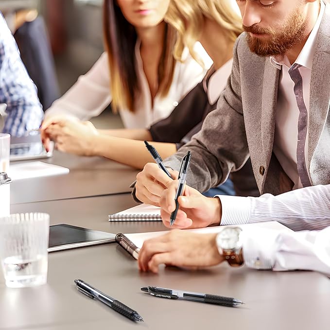 Shuttle Art Black Gel Pens, 100 Pack Retractable Medium Point Rollerball Gel Ink Pens Smooth Writing with Comfortable Grip for Office School Home Work