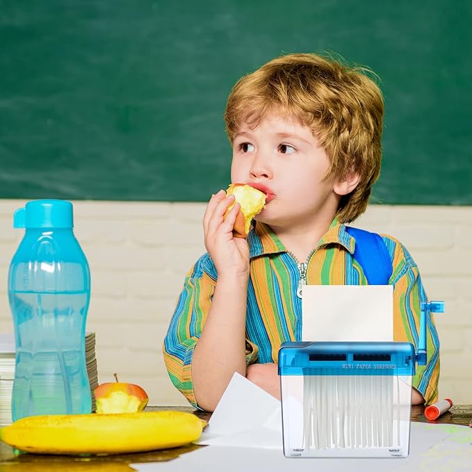 2 Pcs Manual Paper Shredder Mini Hand Shredder Portable Shredder A6 Documents Paper Cutting Tool Mini Cutting Machine Small Desktop Stationery Paper Cutter with 1.5L Basket for Office School Home