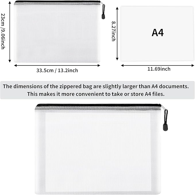 EOOUT 16pcs Mesh Zipper Pouch, Puzzles, Board Game Storage Bags for Organizing, Waterproof Zip File Bags, Letter Size, Suitable for A4 Size, for School Office Supplies, Storage Bags, 8 Colors