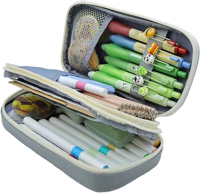 Large Capacity Pencil Case - Durable Zipper Aesthetic Pen Pouch, Big Storage Organizer for School, Office & Travel - Waterproof & Multi-Use (Gray)
