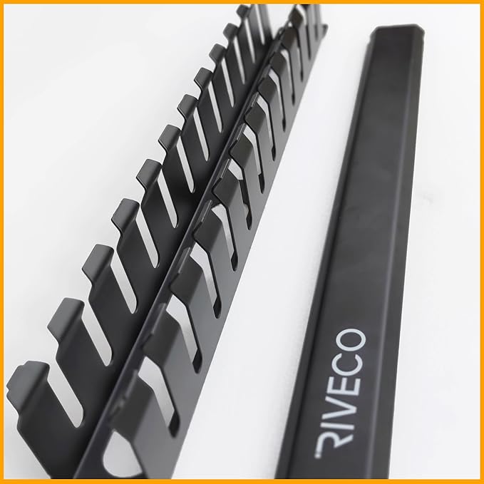 RIVECO 2PCS 1U 12 Slot Rack Manager, Server Rack Cable Management, Cord Wire Organizer with Cover for Network Rack Cabinet Horizontal Mount, 19-inches Cable Raceway