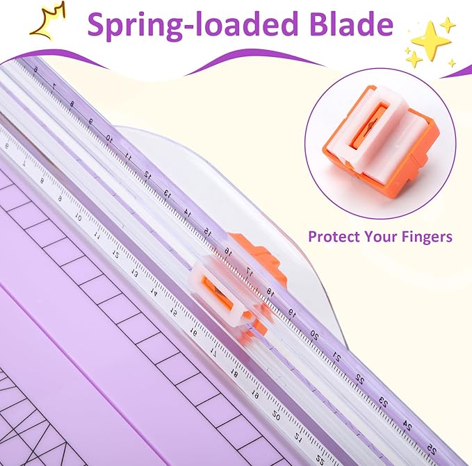 A4 Paper Cutter -12 Inch Paper Trimmer with 2pcs Replacement Blades with Safeguard Side Rulerfor Cut Gift Card,Coupon,Label, Cardstock,Photo