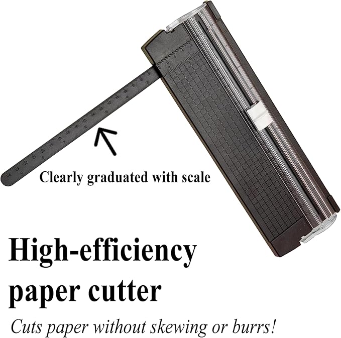 Paper Cutter Slider Guillotine,A5 Paper Slicer Trimmer with 3 Security Blader for Scrapbooking Craft, Photo, Coupon, Label, Cardstock (Black)