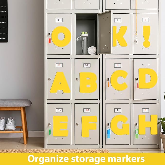 Qyeahkj 150 PCS Large 6" Font Bulletin Board Letters Pure Yellow Punctuation Cutouts Combo Set Letters Border Decoration for Classroom Alphabet Poster Wall Bulletin Board Display Home School Decor