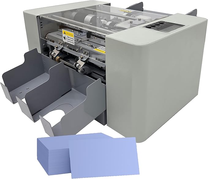A4 Automatic Business Card Cutter Machine, 110V Electric Card Slitter with Auto Paper Feed, 30 Cards/Min, for 180-350GSM Thick Paper, with Waste Box, Ideal for Printing Shops Office School