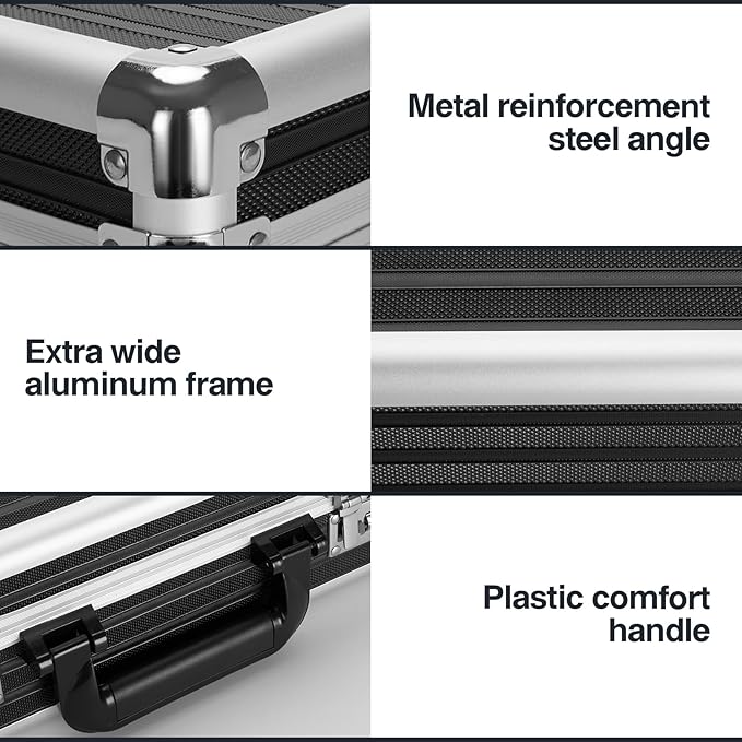 Security Lock Boxes - 14.2 x 9.4 x 4.5 Inch Medium, Portable Locking Storage Totes with Dual Combination Locks, Medicine Lock Box, Lock Boxes for Personal Items, Cash & Briefcase - Black