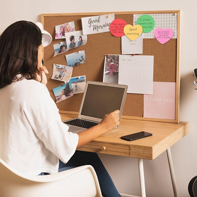 BAYTORY 480 Sheets Heart Shape Sticky Notes, 16 Color Bright Colorful Sticky Pad, Cute Self-Stick Note Pads, 30 Sheets/Pad for School Office Home Desk Accessories (Heart Shape)