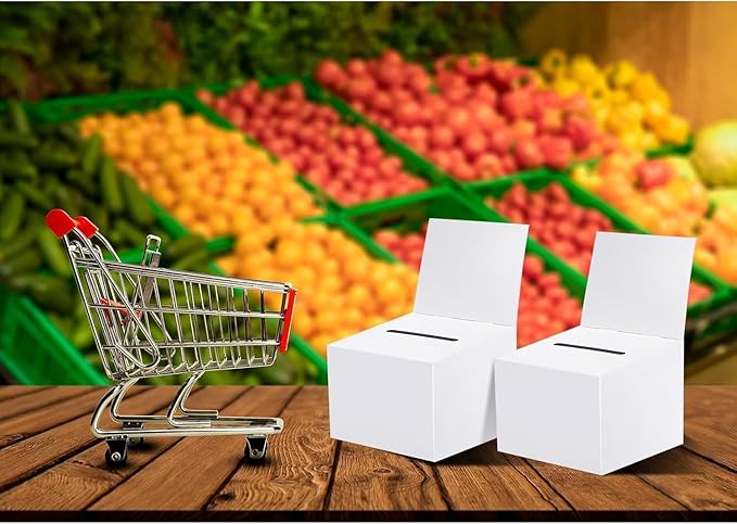 Raffle Boxes Ballot Box for Fundraising,Cardboard Box with Slot for Ticket and Removable Header Donation Boxes for Collecting Business Card Voting Contest (White 40 PCS, 6.5×4.5×4.5inch)