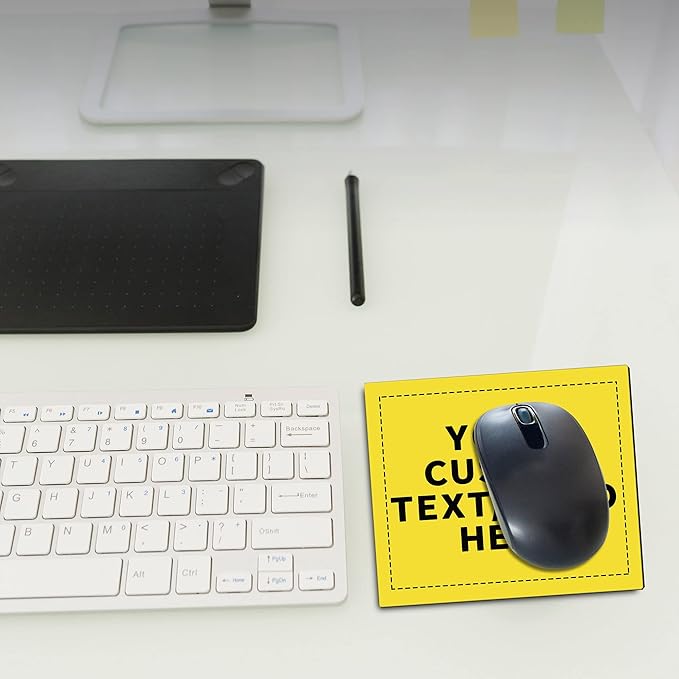 Custom Rectangle Mousepads Set of 50, Personalized Bulk Pack - Great Gift for Employees, Clients, and for Tradeshows - Yellow