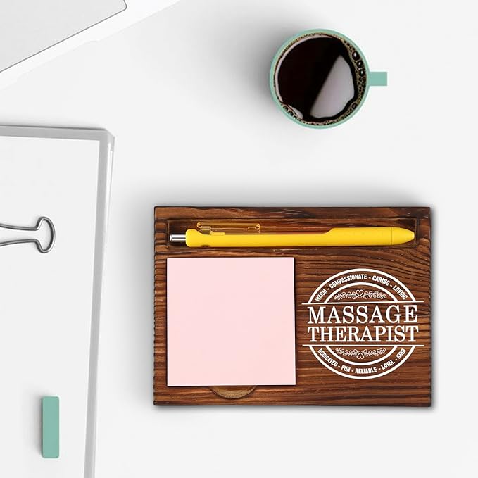 Thank You Gifts for Massage Therapist Women, Spa Staff Gifts Idea, National Massage Therapy Week Healthcare Therapist Gift, Self-Stick Note Pad Holder for Desk Organization VN429