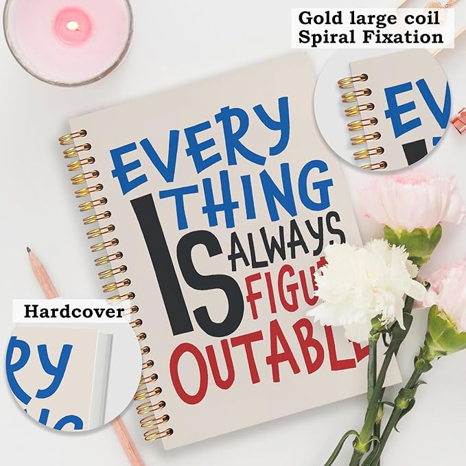 SNNDER Everything Is Figureoutable Inspirational Notebook Journal, Affirmation Journal for Women Men, Positive Affirmation Gifts, Motivational Hardcover Spiral Notebooks 5.5x8.3 Inch