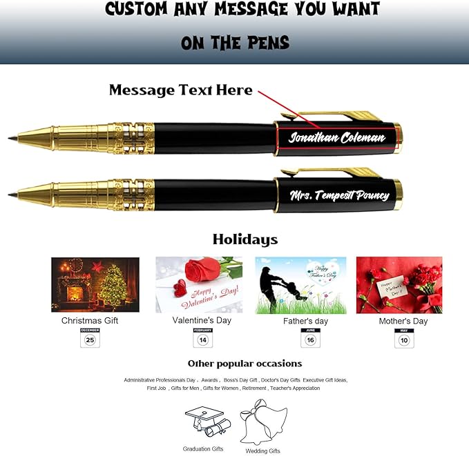 Yastar Custom Gift Pen with a Custom Flagon, Luxury Pen with Gift Box, Fancy pens Custom with Your Name or Message, Gift Set for Office Business Men & Women Friends