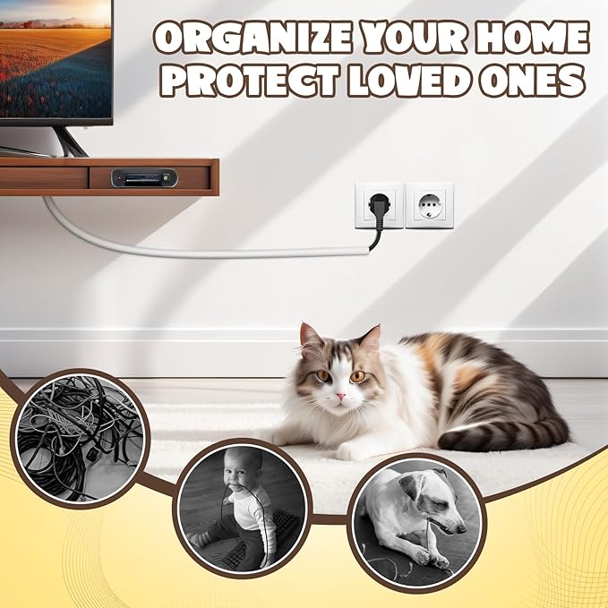 118 Inch Wall Cord Hider, Silicone Self Adhesive Cable Hider Cord Cover, Flexible Wire Covers for Cords Cable Cover Cable Concealer for Wires W0.59” H0.39” White