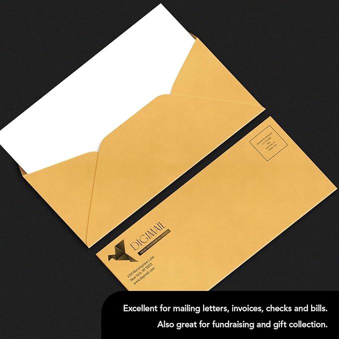 #12 Brown Kraft Regular Envelopes - 4 3/4" x 11", Thick and Sturdy, Gummed Closure, 50 per Pack - Great for Mailing Letters Business Documents Invitations Invoices Checks Fundraisers and Statements