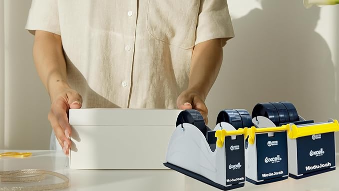 MDJ Excell Premium Steel 3 inch Core Metal Multi-Roll Desktop Tape Dispenser for Masking, Packing, Shipping, Packaging, and Painter (1-inch Wide)