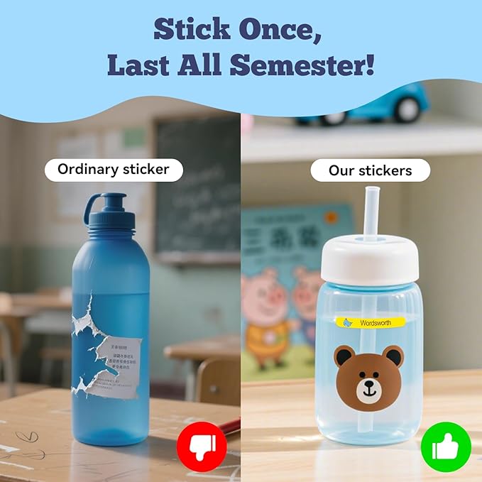 Personalized Name Labels for Kids - Custom Waterproof Stickers for School, Pencils, Baby Bottles & Daycare - Mom-Approved & Made in USA, BPA-Free, Easy-Peel Stick On Labels (Red, 180 Stickers)