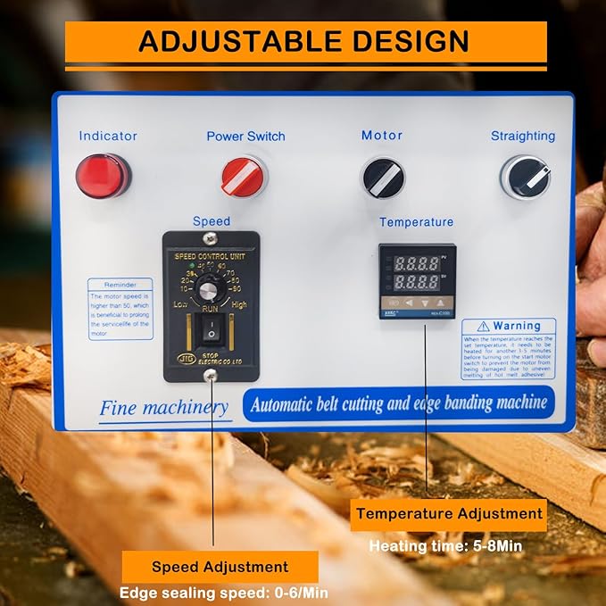 Edge Bander Portable Edge Banding Trimming Machine Double-side Gluing 0-6 m/min Adjustable Speed Automatic Tape Breaking 110V