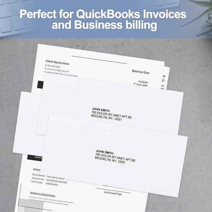 #10 Security Self-Seal Envelopes, PANDRI Windowless Business Mailing Envelopes, Security Tint Pattern for Secure Mailing, Invoices and Statements, Size 4-1/8 x 9-1/2 Inch - 24 LB - 500 Count