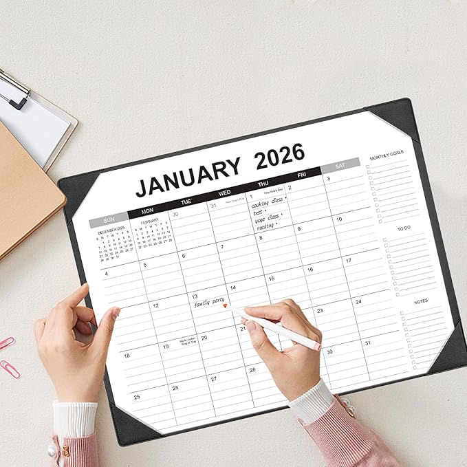 Desk Calendar 2026-2027 with Desk Mat – 22" x 17" Large Desk Pad Calendar Runs from January 2026 to June 2027, Office Supplies Desktop Monthly Calendar for Home & Office