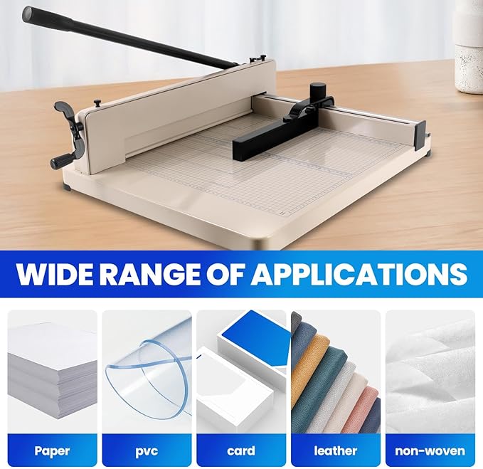 400 Sheet Capacity Paper Cutter, 17" Paper Cutter Slider with Metal Base, Guillotine Paper Cutter Heavy Duty, Guillotina Paper Trimmer with Durable HSS Blade, Paper Cutter for Classroom Office Home