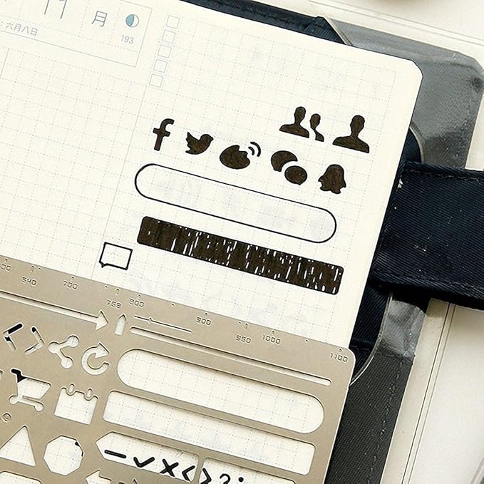 1PC New Stainless Steel Stencil Hollow Ruler Web Interface UI Design Paper Prototype Accessory Stationery Bookmark Creative Gift by Fascola