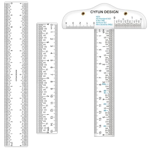6/12inch Clear Acrylic Ruler 3 Pack Zero-Centering Ruler with Inches & Metric Measuring Tool Square and T-Shape Straight Edge Ruler Paper Cutting Craft Supplies School Supplies for Students,Office
