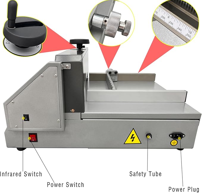A4 13″ Desktop Electric Paper Cutter with Infrared Photo Electric Protection Paper Stack Guillotine Trimmer for Office, School 110V 120W