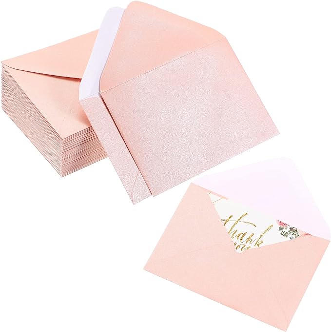 Yahenda 200 Count Pink Mini Gift Card Envelopes Bulk Wedding Pocket Small Paper Envelopes Gift Card Sleeves Greeting Business Tiny Pocket 4 x 2.7 Inch for Holidays Wedding Baby Shower Birthday