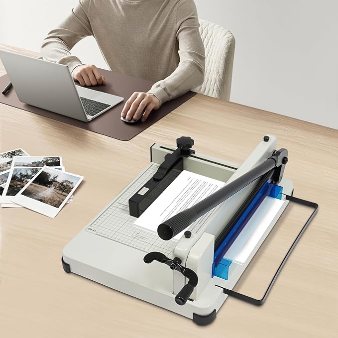 12" Heavy Duty Paper Cutter, 400 Sheet Capacity Guillotine Trimmer for A4, Stack Paper Trimmer with HSS Blade & Double Safety Protection for Office Home School Print Shop