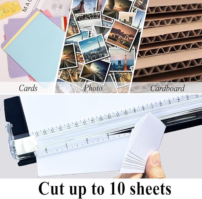 Paper Cutter Slider Guillotine,A5 Paper Slicer Trimmer with 3 Security Blader for Scrapbooking Craft, Photo, Coupon, Label, Cardstock (Black)