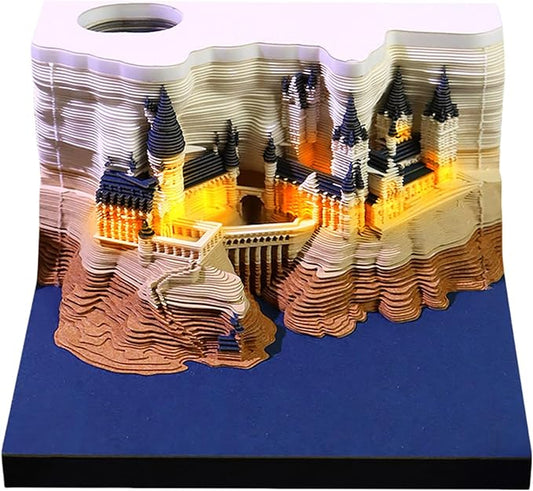 3D Calendar 2026, Timepiece Calendar 2026 with Memo Pad Notepad, Creative Weekly Planner Desk Decoration, Tear-Away 3D Artsy Pads, New Year Gift for Home Office (Battery NOT Included) (Magic Castle)