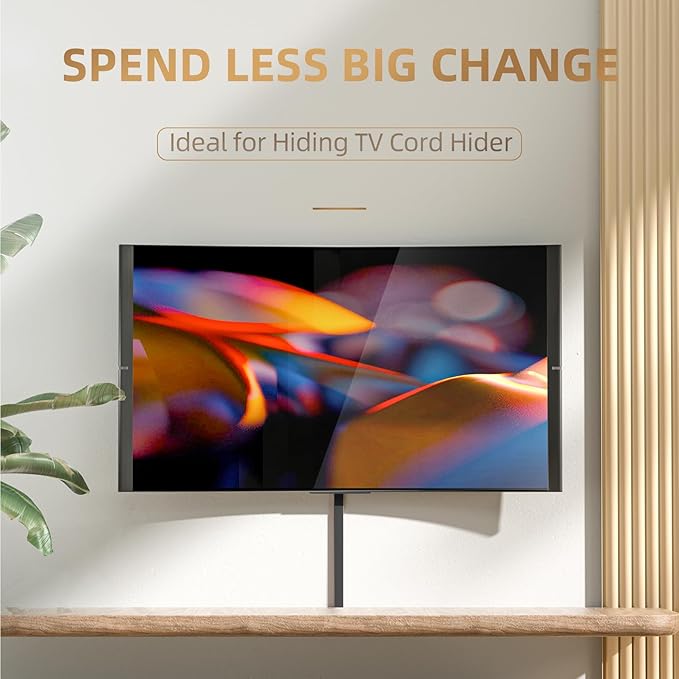 Delamu Cord Hider, 85in Cord Covers for 2-3 Wires on Wall, Self-Adhesive Cable Hider, Paintable Wire Hiders Wire Covers for TV Cords on Wall, Easy Mount Cable Cover Raceway Kit, W0.95 H0.55in, Black