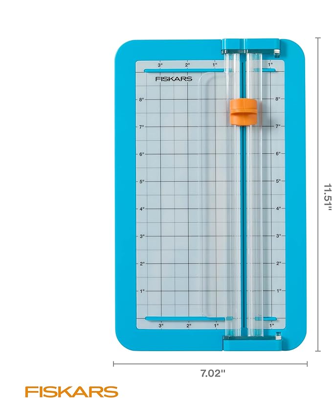 Fiskars Kids Junior Paper Trimmer – Turquoise Safe and Easy Paper Cutter for Crafting and School Projects 7 x 11.5 Inches