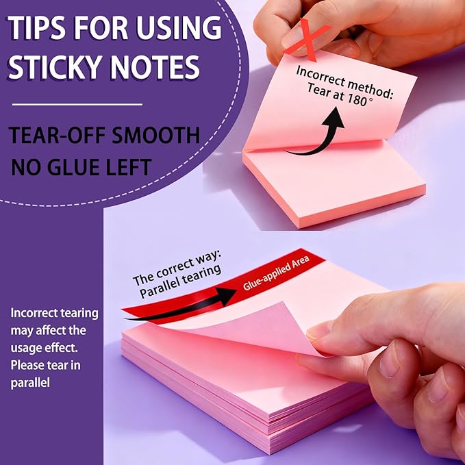 (18 Pads) Sticky Notes 3x3 inch, Self-Stick Note Pads, 18 Colorful Sticky Note for School Supplies or Office Supplies